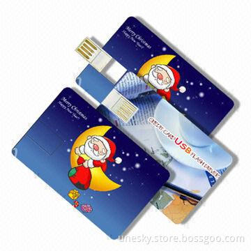 Promotional Credit Card-designed USB Flash Drive with 1,100 to 8.000Kbps Reading Speed